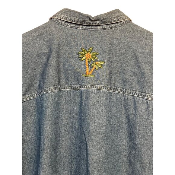 Vintage Cabin Creek Jean Shirt Size 1X Safari Animal Embroidery & Button-Front - Picture 13 of 16
